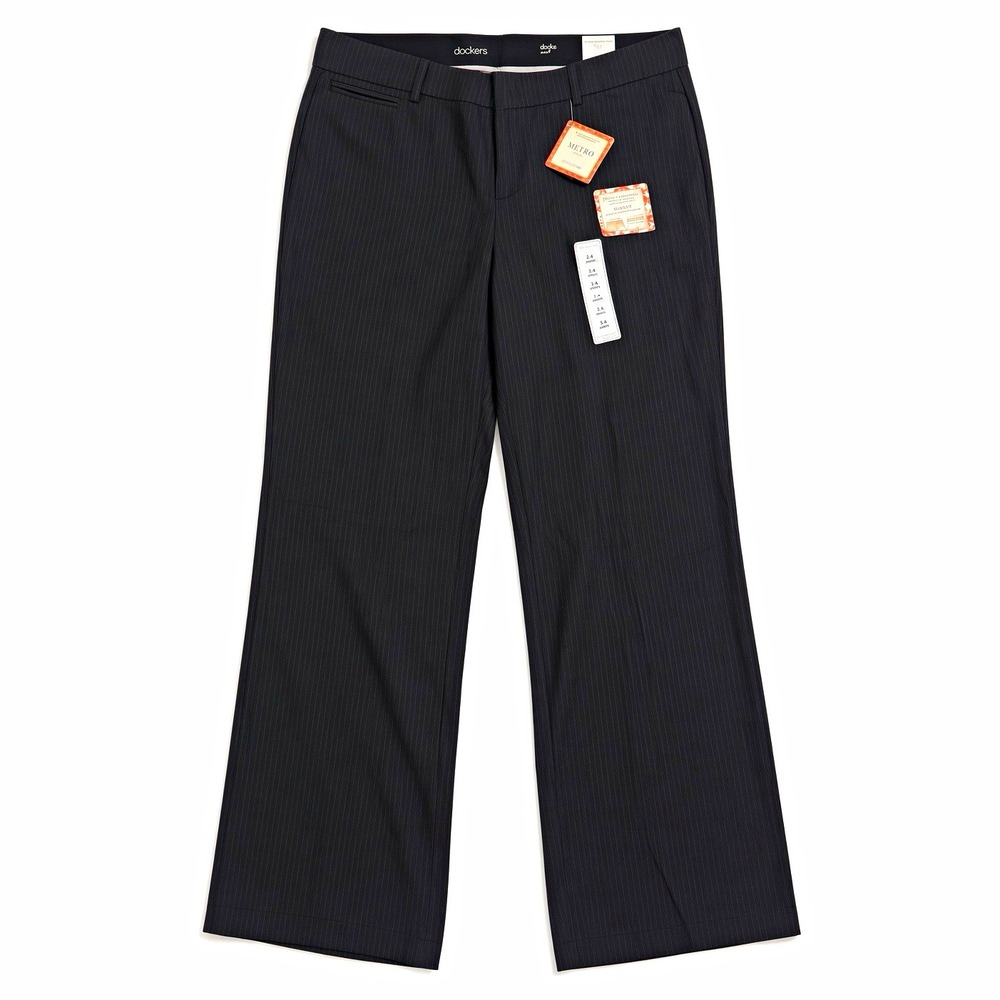 NWT Dockers Metro Trouser Pants Black Pinstripe Size 14 Short Truly Slimming Y2K